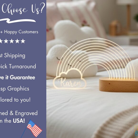 Rainbow & Cloud Night Light – Personalized LED Nightlight - Picture 4 of 8